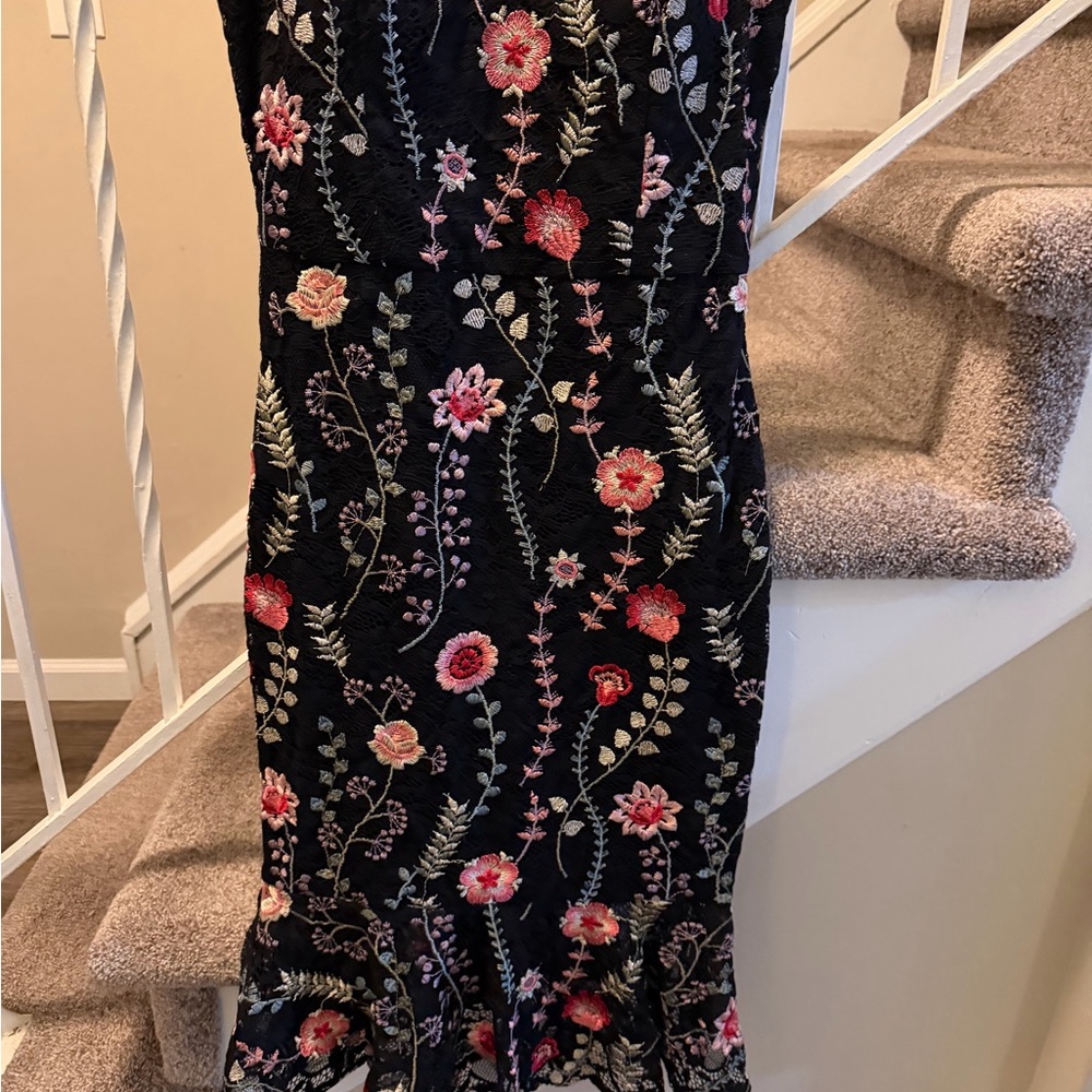 Siena Studio Black Dress with Floral Embroidery
